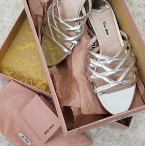 SOLD🚫Miu Miu sandals flats slides strap silver